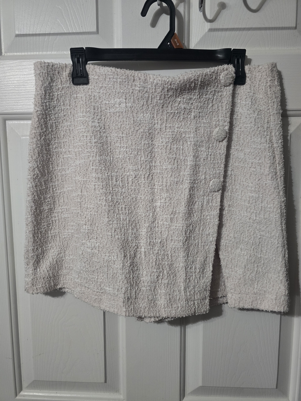 C Est 1946 Cream Bouclé Mini Skort with Button Front